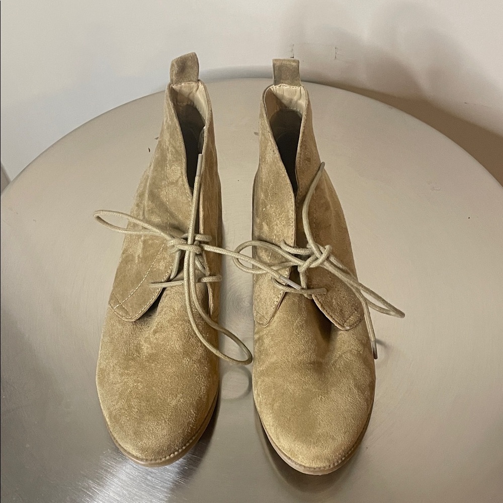 Z London Tan Suede Lace-Up Ankle Booties